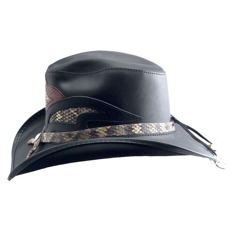 Storm Snake & Black Leather Cowboy Hat AMERICAN HAT