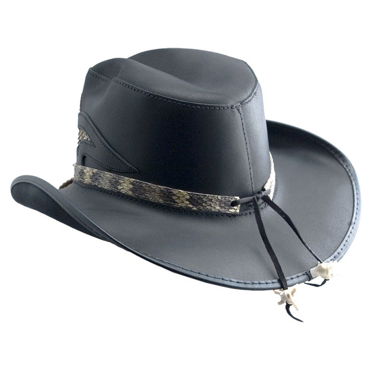 Storm Snake & Black Leather Cowboy Hat AMERICAN HAT