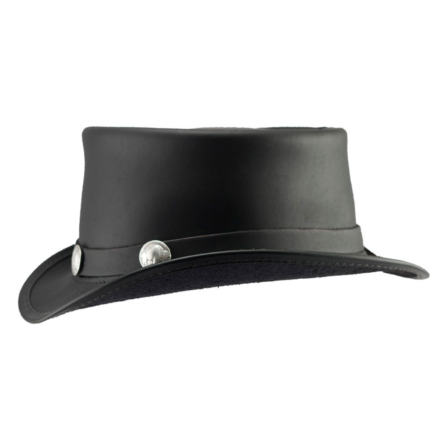 Flames | Mens Biker Leather Top Hat | Skull Hat Band by American Hat Makers