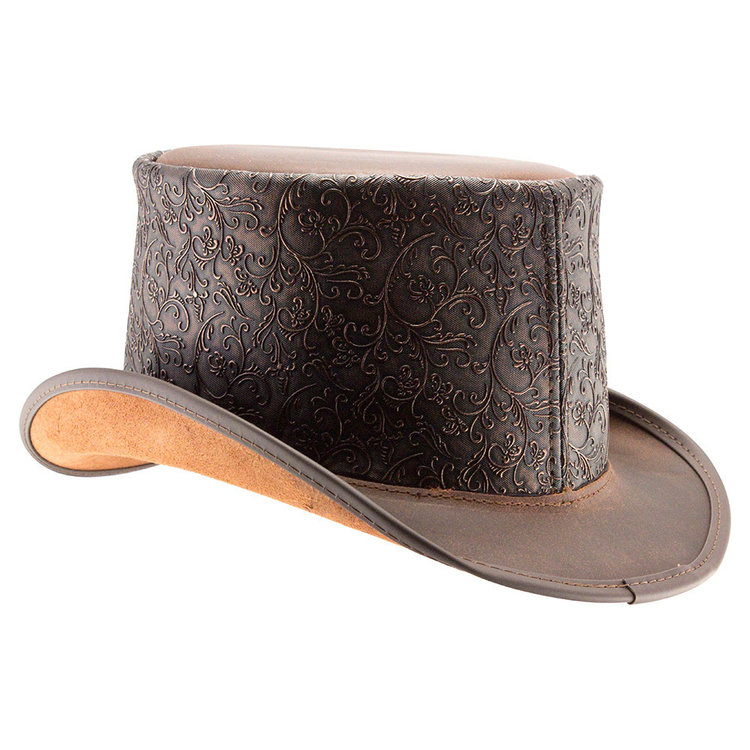 Gent Brown Leather Top Hat AMERICAN HAT
