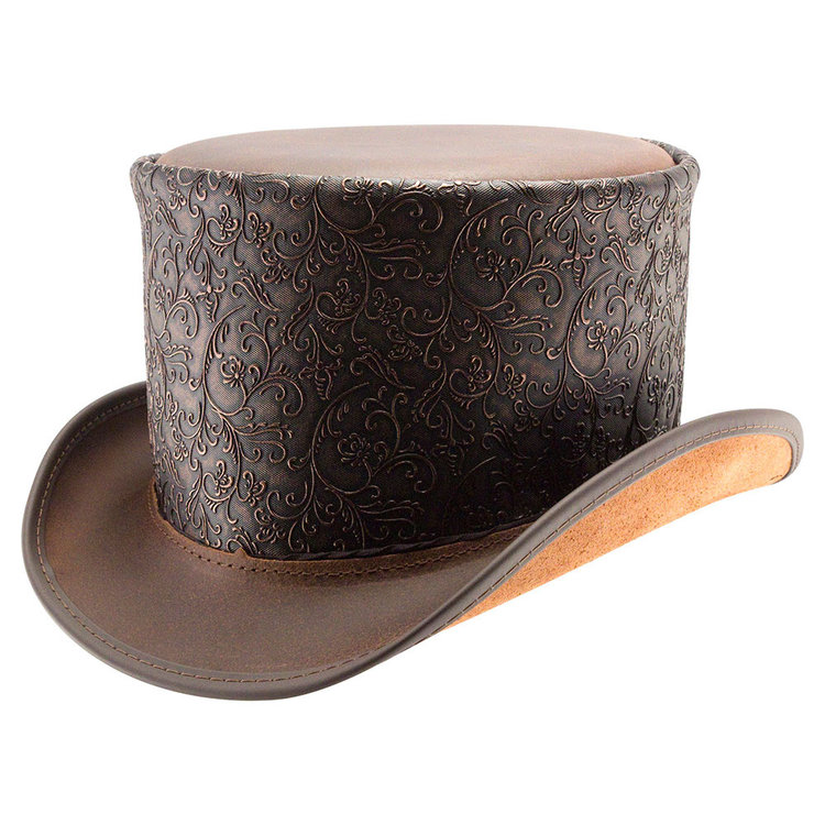 Gent Brown Leather Top Hat AMERICAN HAT