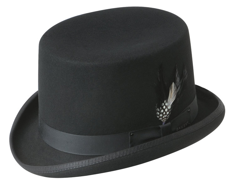 Ice Black Wool Felt Top Hat BAILEY