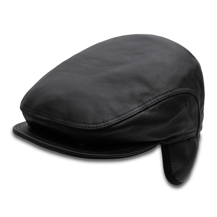 Leather LU-C Sheepskin Earmuffs Cap