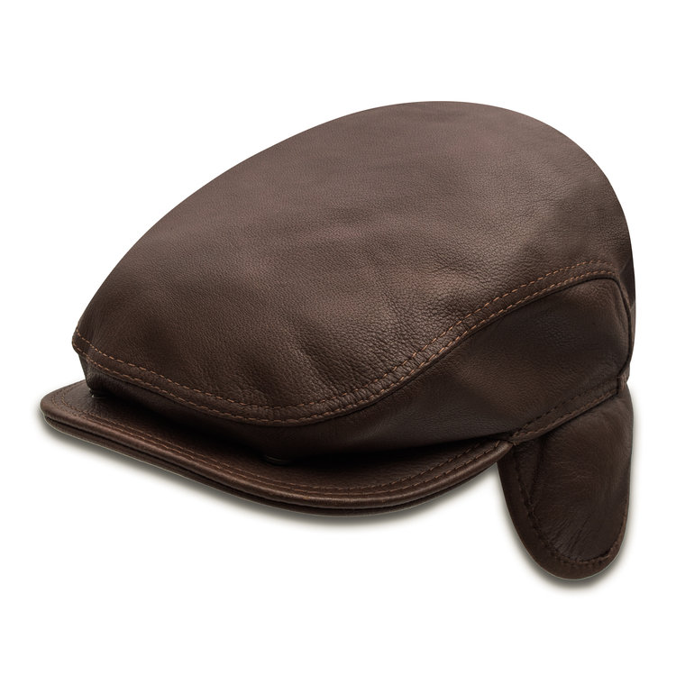 Leather LU-C Sheepskin Earmuffs Cap