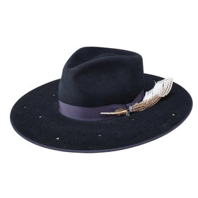 Stetson Midtown B Flat Brim Fedora Hat Navy M