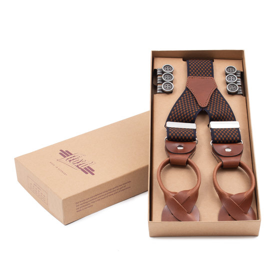 Mens Leather Suspernders - Handcrafted Brown Leather Suspenders