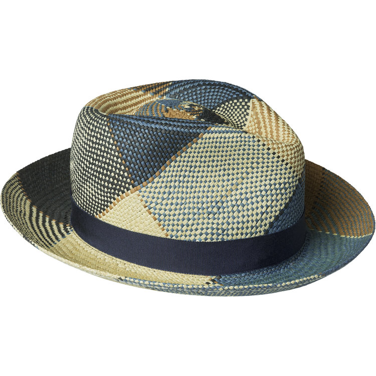 Giger Plaid Wide Brim Panama Straw Hat BAILEY