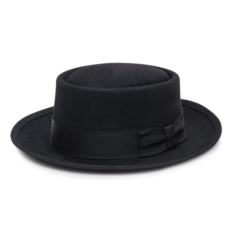 Henri Henri Porkpie Large Black Felt Hat