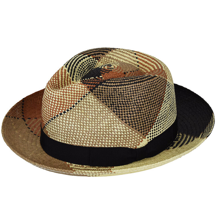 Giger Plaid Wide Brim Panama Straw Hat BAILEY