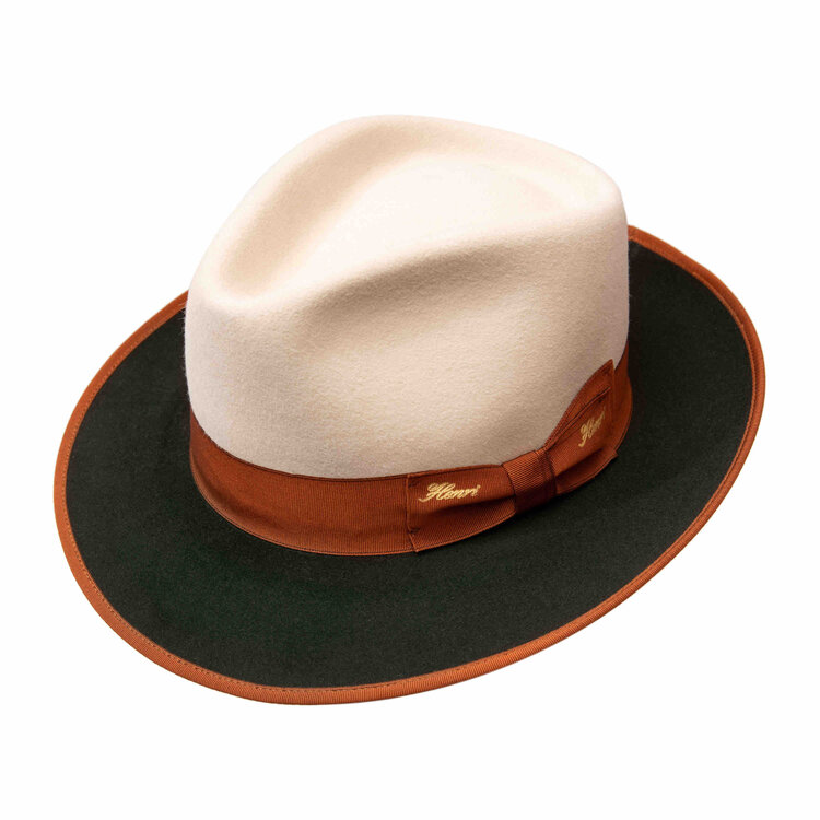 Henri Two tone Fur Felt Teardrop Fedora Hat HENRI HENRI