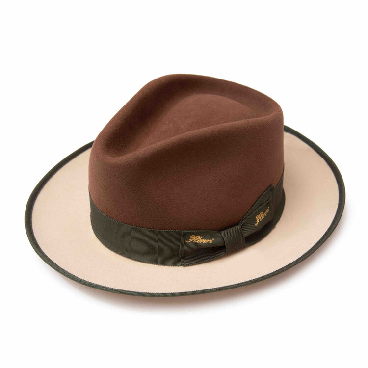 Henri Two tone Fur Felt Teardrop Fedora Hat HENRI HENRI
