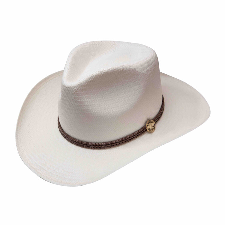 Chapeau Cowboy Woodrow Bande brune Paille Shantung STETSON
