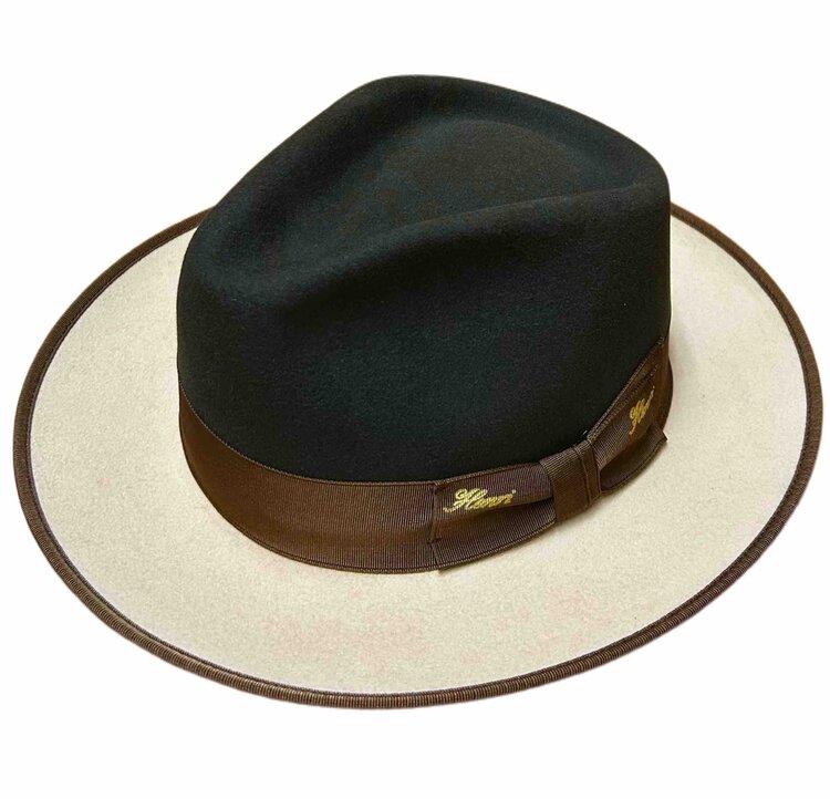 Henri Two tone Fur Felt Teardrop Fedora Hat HENRI HENRI