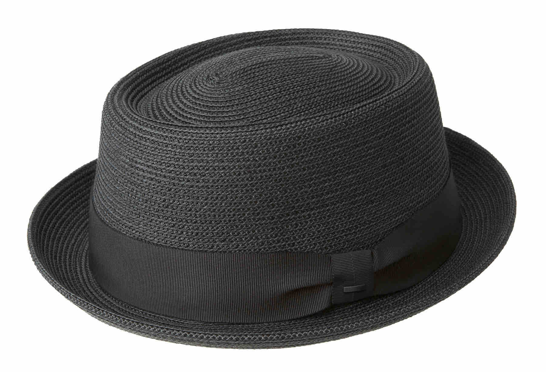 The Waits by Bailey is a Paper and Plastic summer hat in porkpie style in black