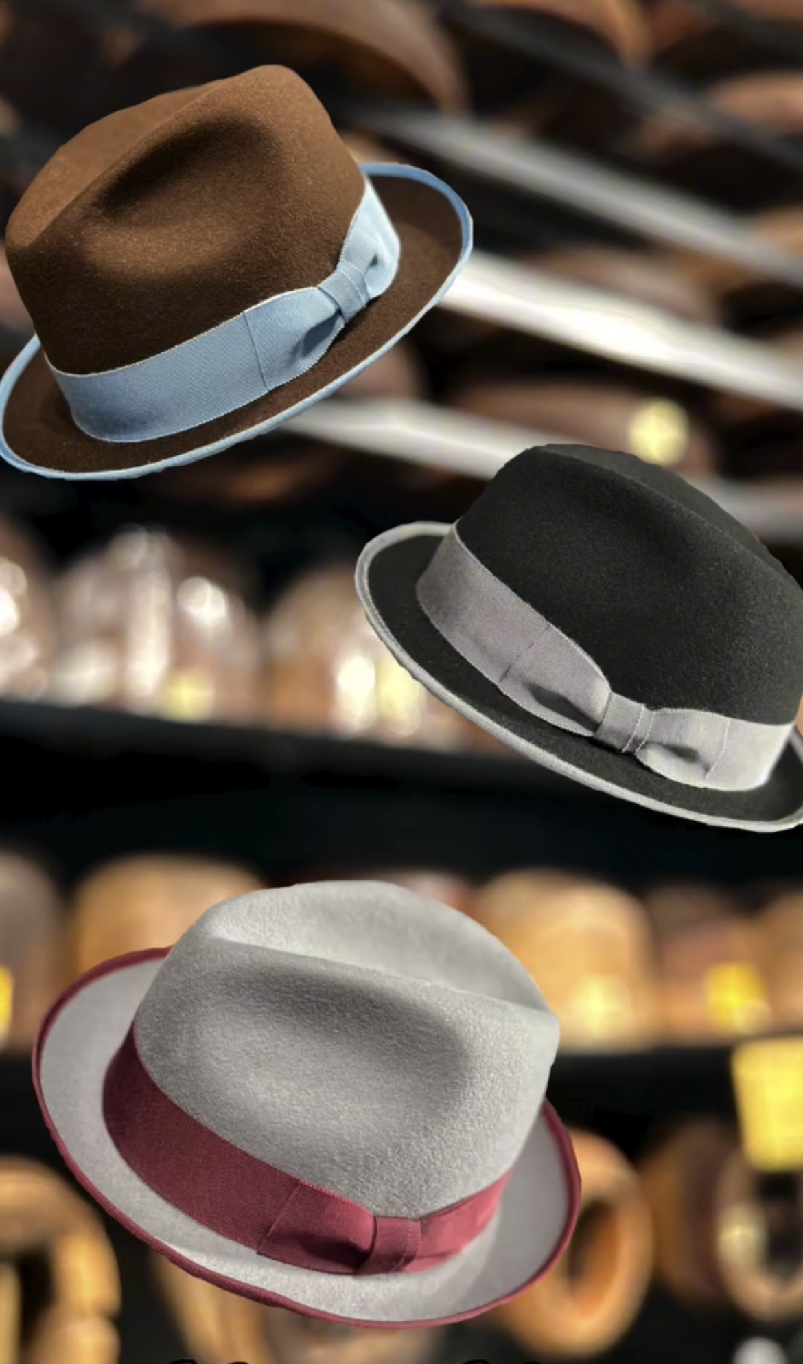 Chapeaux rubans couleurs custom sur mesure fedora