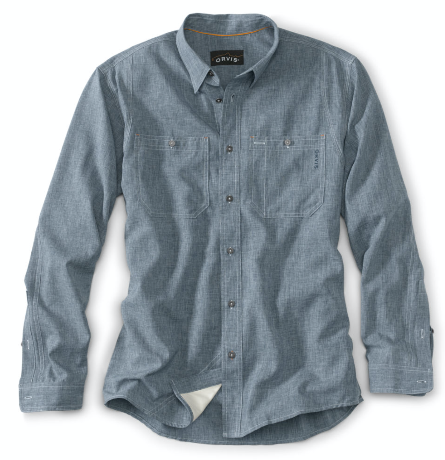  Orvis Tech Chambray Long Sleeve Men's Work Shirts - Lightweight  Quick-Drying UPF 40 Chambray Fabric Casual Men's Shirts, Blue Chambray - S  : Clothing, Shoes & Jewelry