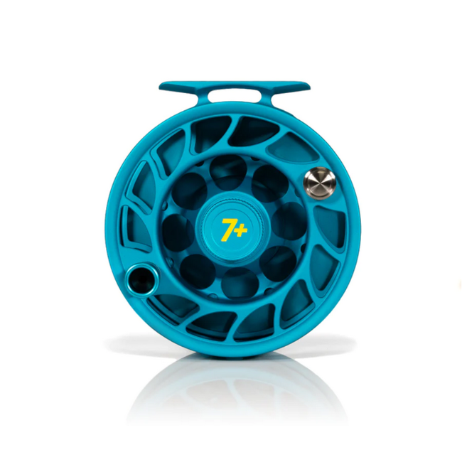 Hatch Outdoors Custom Hatch Iconic 7 Plus Reel, The Kraken, Ocean Teal with Yellow paint fill, Large Arbor