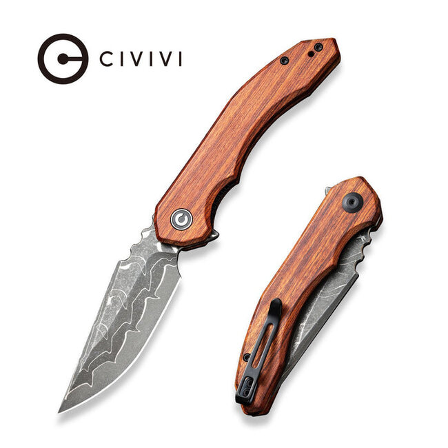 Civivi Bluetick Linerlock Guibourtia - Damascus