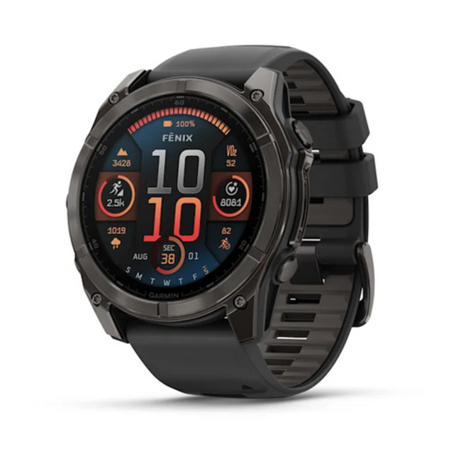 Garmin fēnix® 8 – 51 mm, AMOLED  Sapphire, Carbon Gray DLC Titanium with Black/Pebble Gray Silicone Band