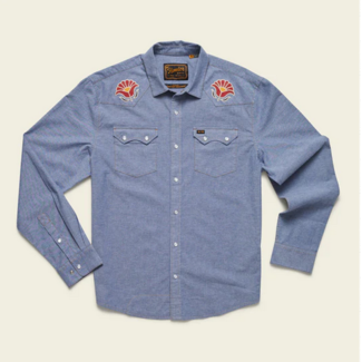 Howler Brothers Crosscut Deluxe Snapshirt : Blue Chambray : Fresh Blooms