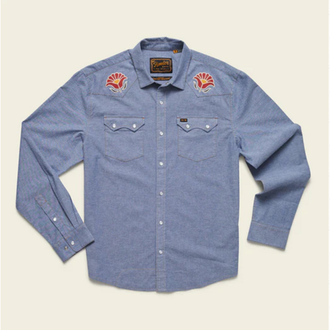 Howler Brothers Crosscut Deluxe Snapshirt : Blue Chambray : Fresh Blooms