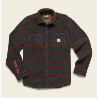 Howler Brothers Allegheny Fleece Overshirt : Hanko Stripe : Mink Brown