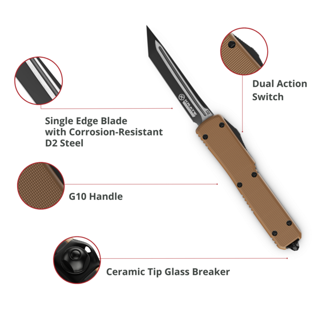Krate Tactical KRATE Tactical OTF Knife (Sandstorm)