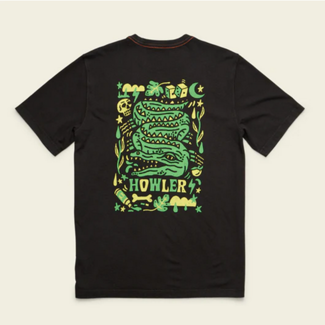 Howler Brothers Cotton Pocket T-Shirt - Slithering Gators : Black