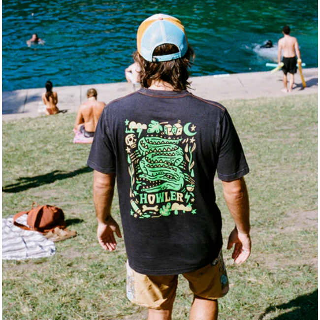 Howler Brothers Cotton Pocket T-Shirt - Slithering Gators : Black
