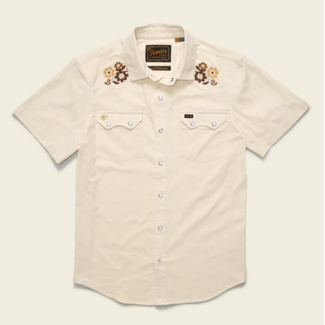 Howler Brothers Crosscut Deluxe Snapshirt - Flower Power : Off White Dobby