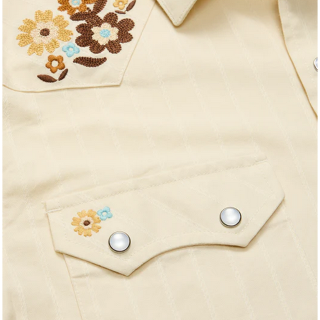 Howler Brothers Crosscut Deluxe Snapshirt - Flower Power : Off White Dobby