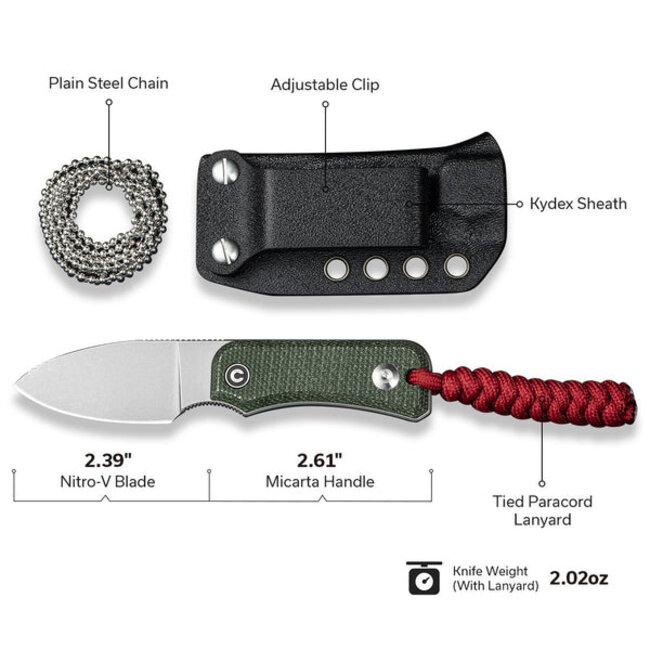 Civivi Baby Banter Fixed Blade Green Micarta