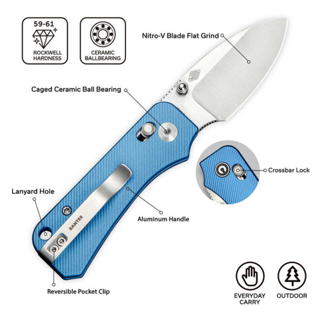 Civivi Baby Banter 2 Crossbar Lock Blue Aluminum