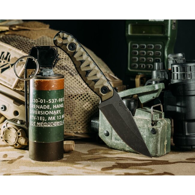 Half Face Blades Feather Light- OD Green and Black G10, Allen Bolts, Chaos Grip