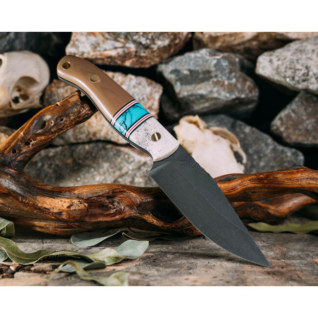 Half Face Blades Crow Scalper- CO Elk, Black G10, White G10, Cherry G10, Turquoise with Black Matrix Tru-stone