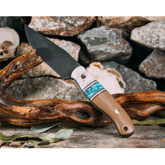 Half Face Blades Crow Scalper- CO Elk, Black G10, White G10, Cherry G10, Turquoise with Black Matrix Tru-stone