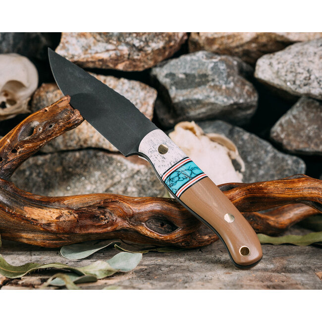 Half Face Blades Crow Scalper- CO Elk, Black G10, White G10, Cherry G10, Turquoise with Black Matrix Tru-stone