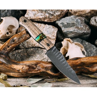Half Face Blades Field Knife Jr- Guava, Black G10, Tru-stone Split, Mosaic Pins, Smooth Grip