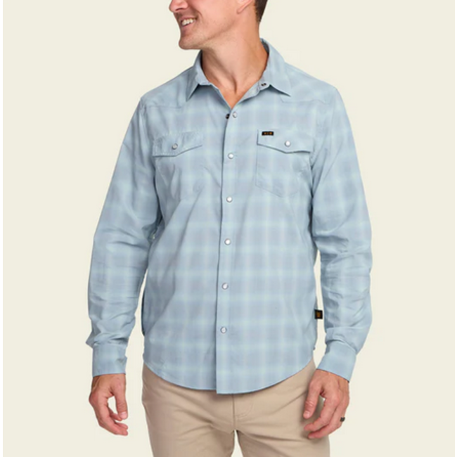 Howler Brothers H Bar B Tech Longsleeve : Kent Plaid : Iron Blue