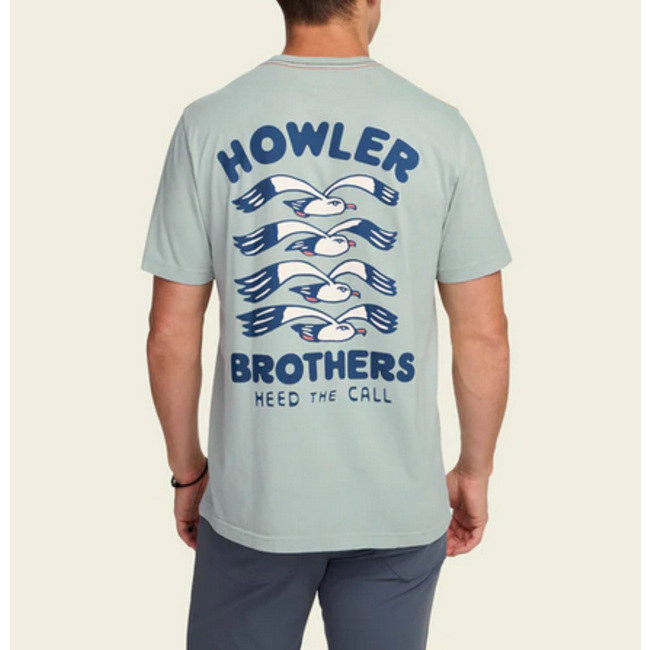 Howler Brothers Cotton T-Shirt : Flocka Seagulls : Puritan Grey