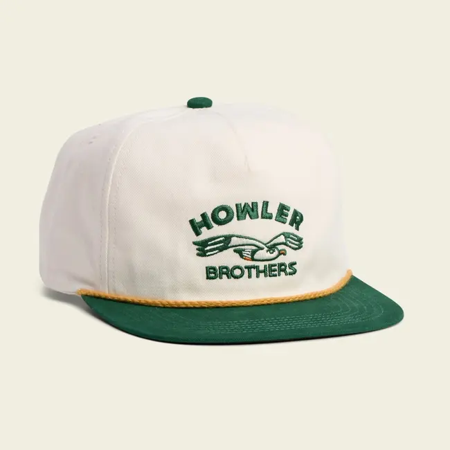Howler Brothers Unstructured Snapback Hats : Seagull : White / Green