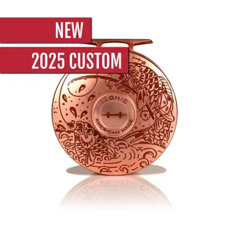 Hatch Outdoors Custom Hatch Iconic 7 Plus Reel, Artist Collaboration: Brent McCarron, Copper with Merlot paint fill, Large ArborCustom Hatch Iconic 7 Plus Reel, Artist Collaboration: Brent McCarron, Copper with Merlot paint fill, Large Arbor