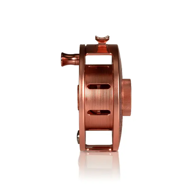 Hatch Outdoors Custom Hatch Iconic 7 Plus Reel, Artist Collaboration: Brent McCarron, Copper with Merlot paint fill, Large ArborCustom Hatch Iconic 7 Plus Reel, Artist Collaboration: Brent McCarron, Copper with Merlot paint fill, Large Arbor