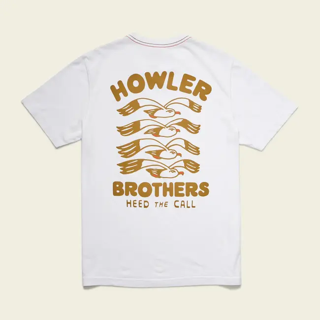 Howler Brothers Cotton T-Shirt - Flocka Seagulls : Vintage White