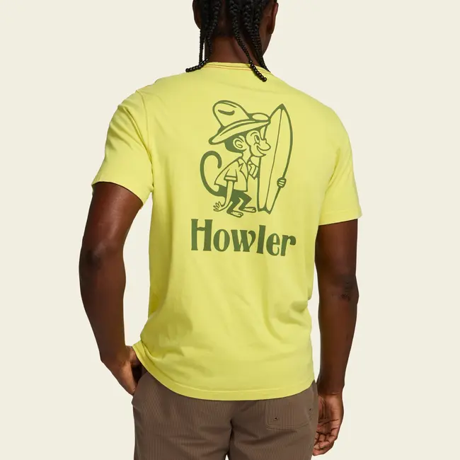 Howler Brothers Cotton Pocket T-Shirt - El Monito : Chartreuse