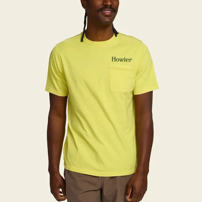 Howler Brothers Cotton Pocket T-Shirt - El Monito : Chartreuse