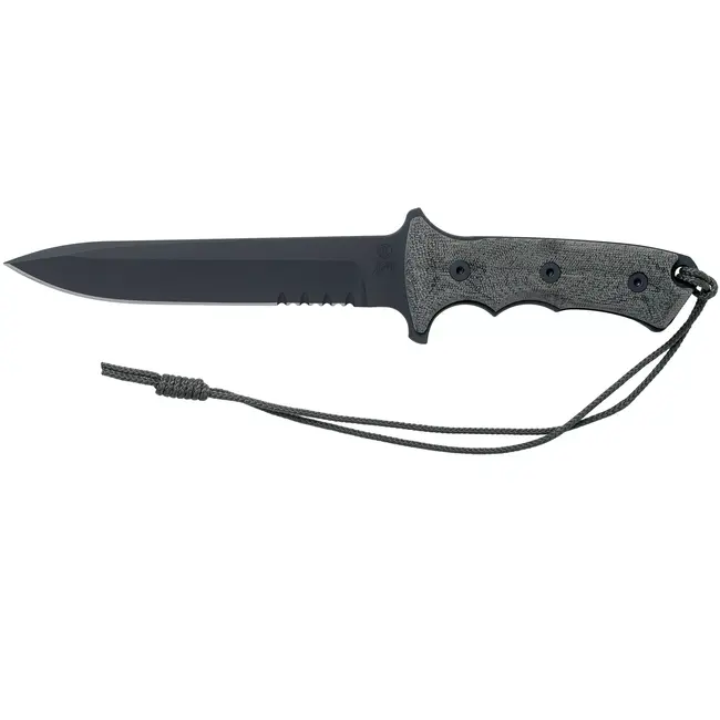 Chris Reeve Knives Green Beret 7" Micarta Canvas, Spear Point Serrated Cerakote