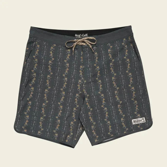 Howler Brothers Bruja Boardshorts - Hibiscus Ribbons : Antique Black