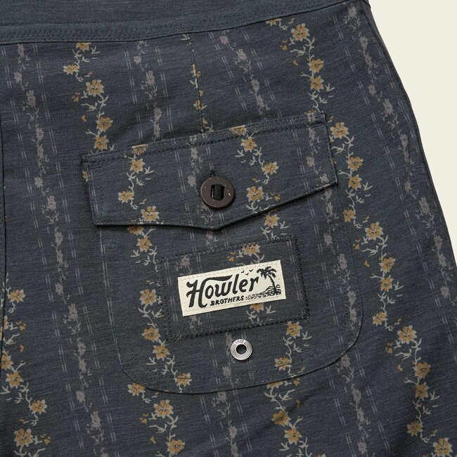 Howler Brothers Bruja Boardshorts - Hibiscus Ribbons : Antique Black