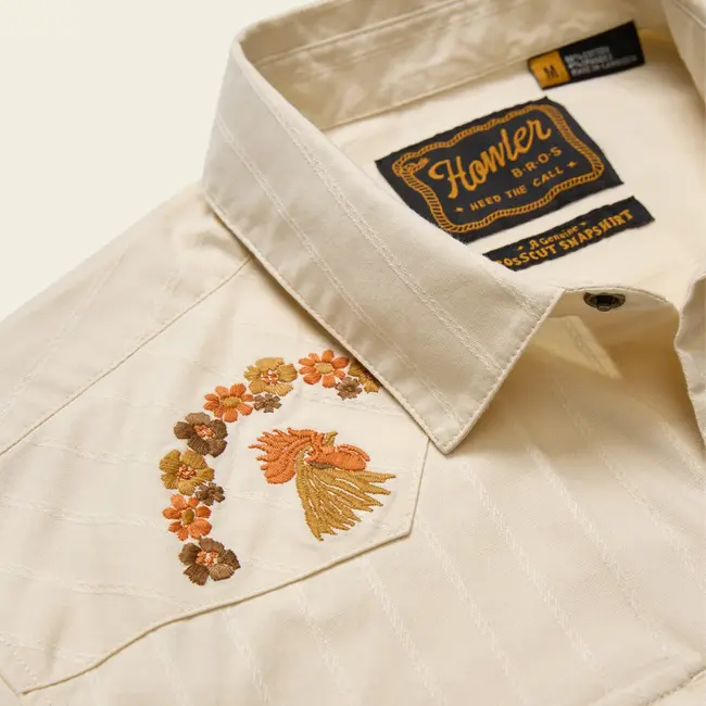 Howler Brothers Crosscut Deluxe Snapshirt - Fowl Play : Off White Dobby
